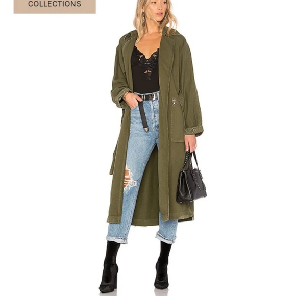 NWOT GRLFRND Donna Trench GREEN sz S - Picture 2 of 4